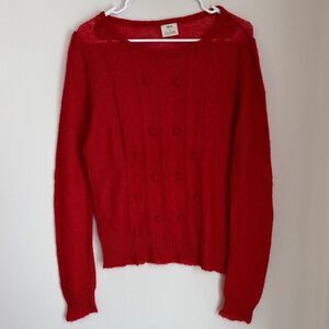 Urban Outfitters cable knit bobble Red Women's light Sweater size large EUC